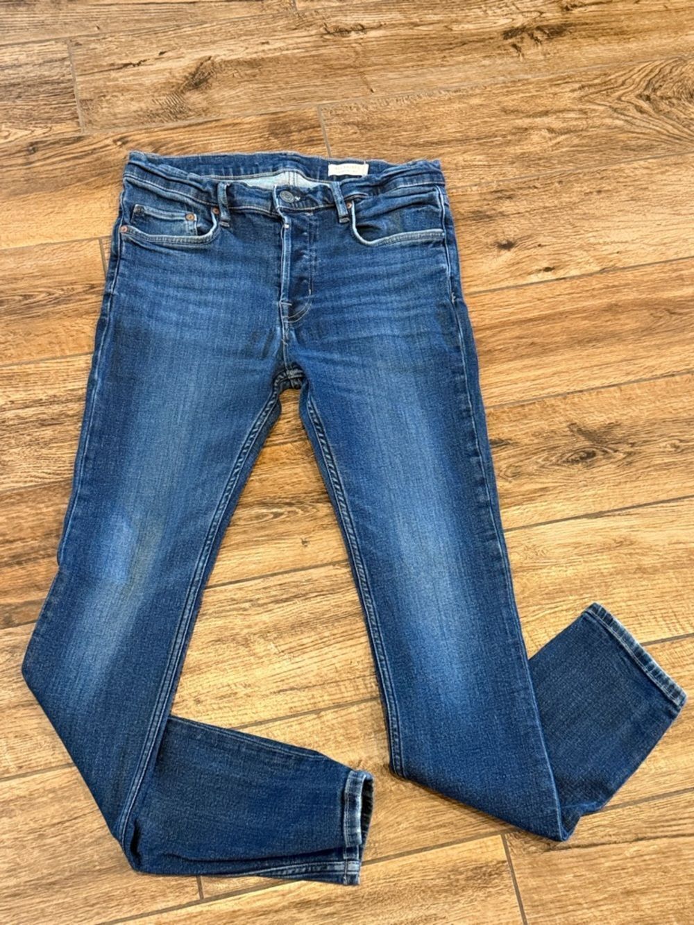 AllSaints Men's Blue Skinny Cigarette Jeans